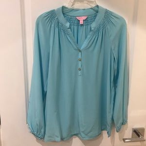 Lilly Pulitzer silk top, size XXS, blue